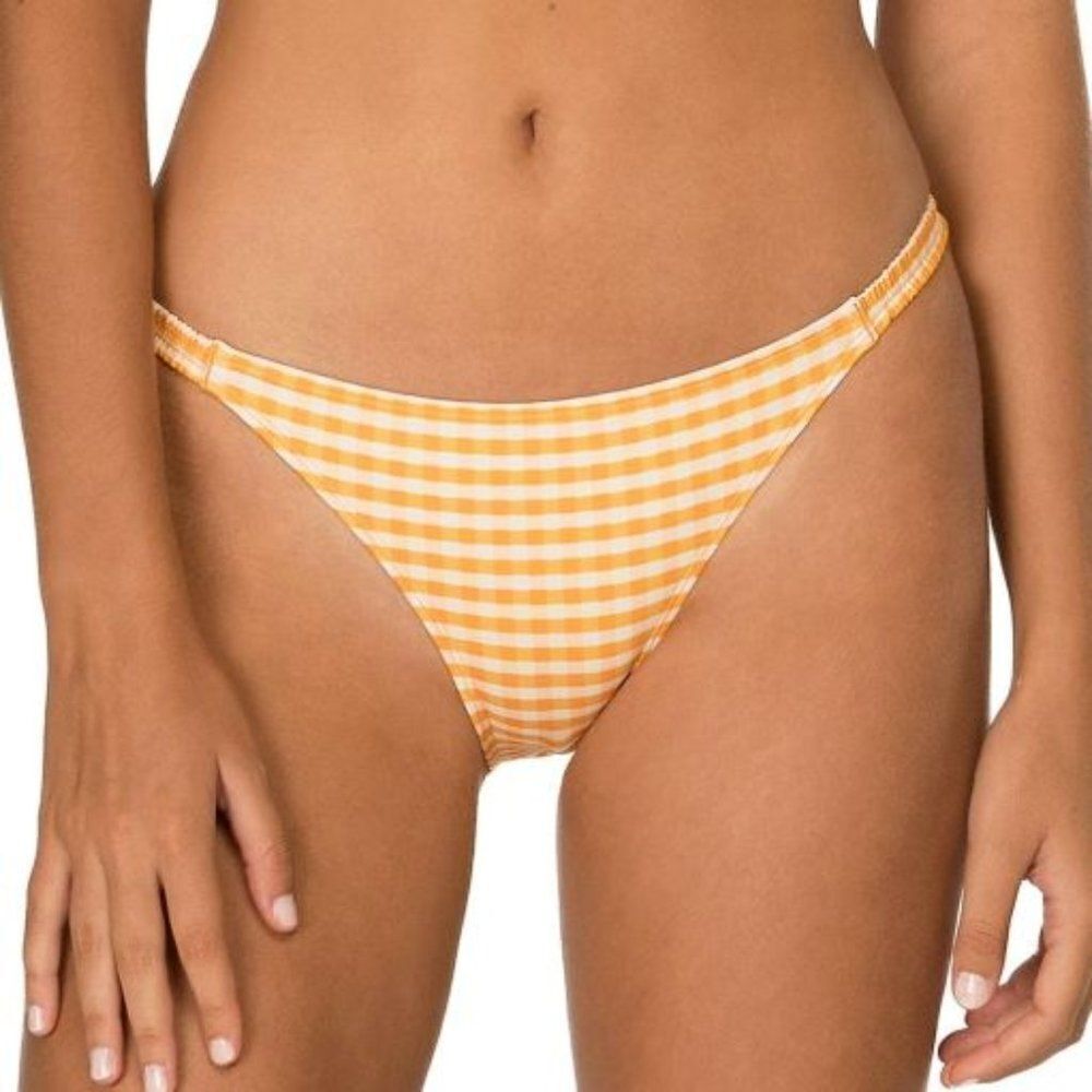 Peony Mandarin Gingham String Swim Bottom 6 NWT